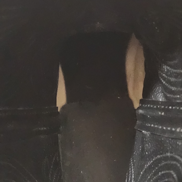 Laredo Embossed Stitched Western Boots, Black/ Maroon, US Mens 8.5 D - Picture 6 of 7